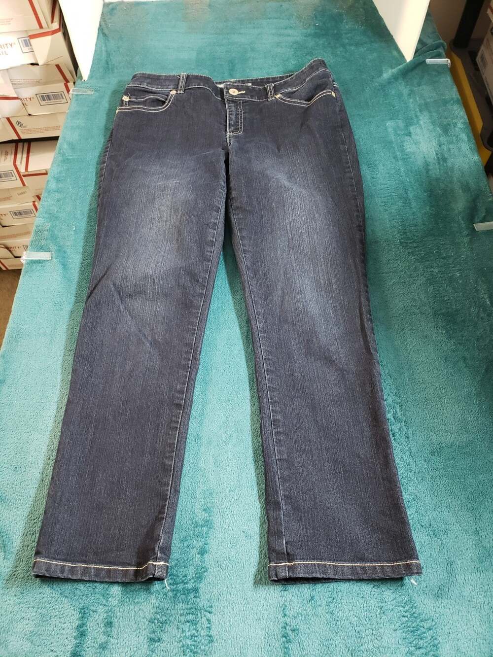 Chicos Jeans Size 0 US Size 4 Womens Blue Pants Mid Rise Ladies Platinum Ankle